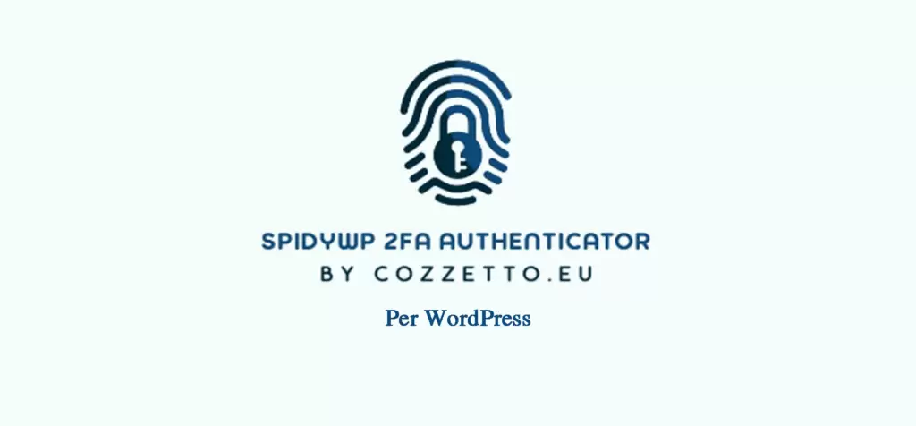 Logo SPIDyWP 2FA Authenticator by Cozzetto.eu - plugin di autenticazione a due fattori per WordPress con icona impronta digitale e lucchetto