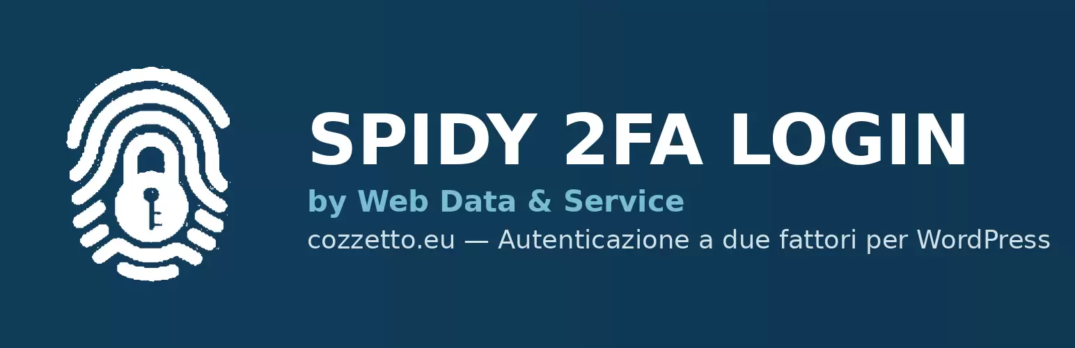 Logo SPIDY 2FA Login by Cozzetto.eu - plugin di autenticazione a due fattori per WordPress con icona impronta digitale e lucchetto