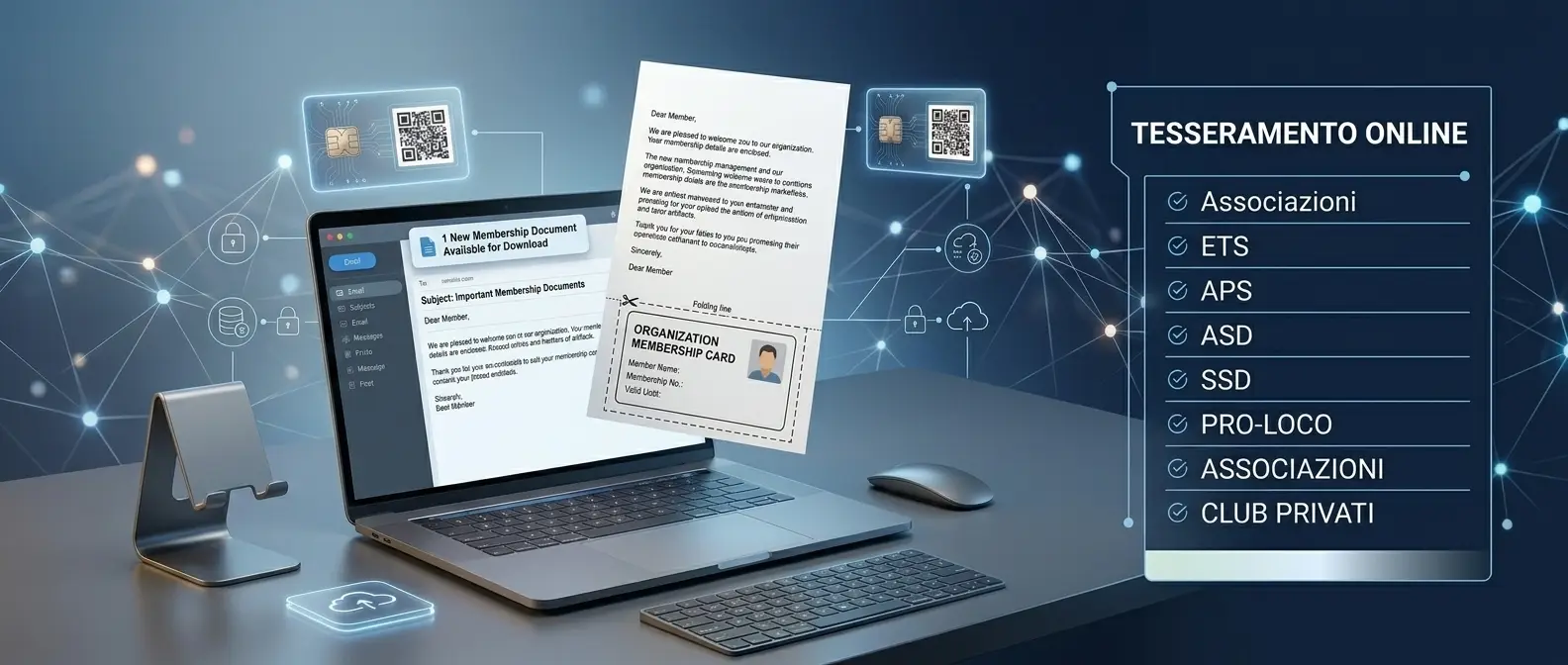 Banner pubblicitario per Tesseramento Online, Plugin dedicato alle associazioni per il tesseramento online dei Soci. Specifico per Associazioni. ETS, APS, ASD, SSD, PRO-LOCO, CLUB PRIVATI